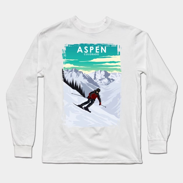 Aspen Colorado Ski Resort Long Sleeve T-Shirt by jornvanhezik